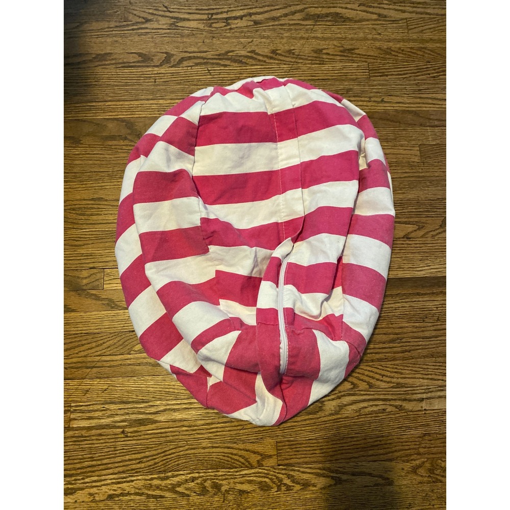Pink and White Striped Stuffed Animal Storage Bean Bag Chair Cover 23x20